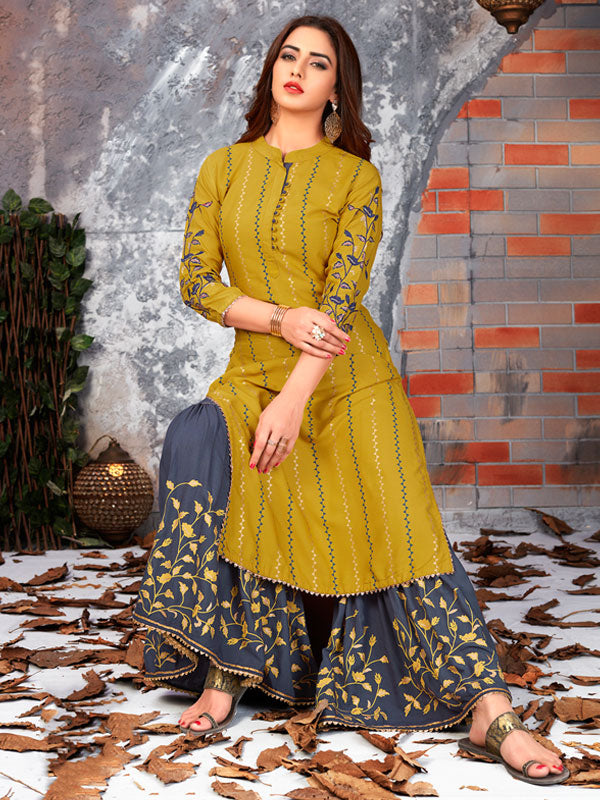 KAJAL STYLE GLAM LOOK VOL 1 COTTON HEAVY PRINTED FESTIVE WEAR KURTI GOWN  PANT AND DUPATTA